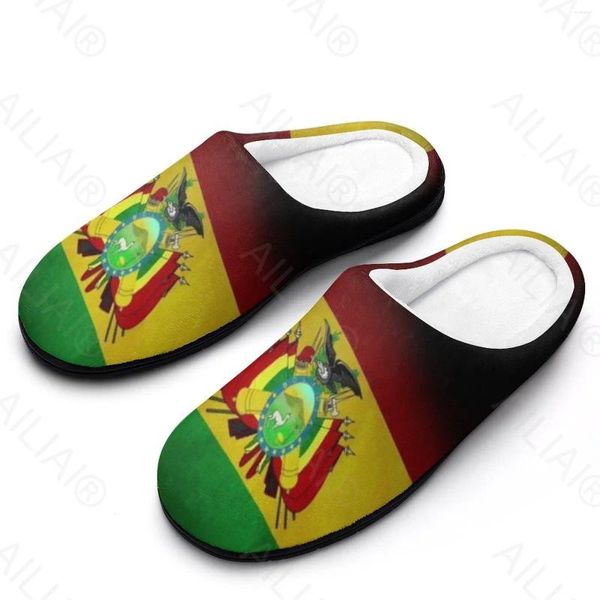 Terlik Bolivya Bayrak (3) Sandalet Peluş Peluş Sırık Ayakkabı Tut Termal Erkekler Slipper Anime Parmak