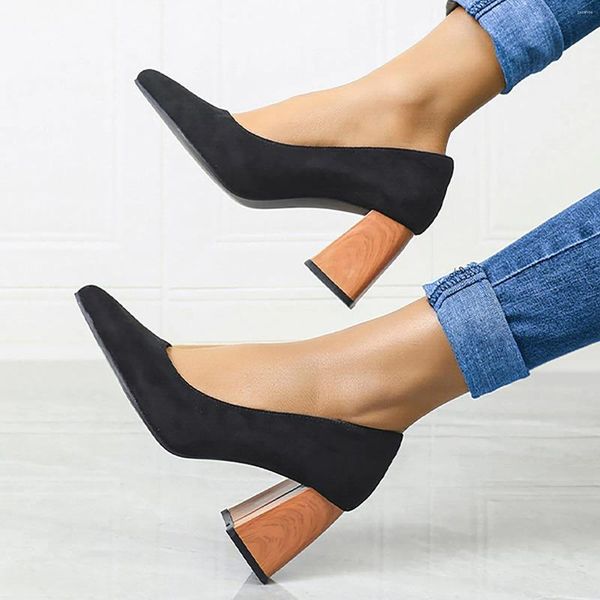 Vestido sapatos de salto alto botas para mulheres coxa na corte negra ponto dedo dedo dedo falso saltos grossos tamanhos 9 zapatos
