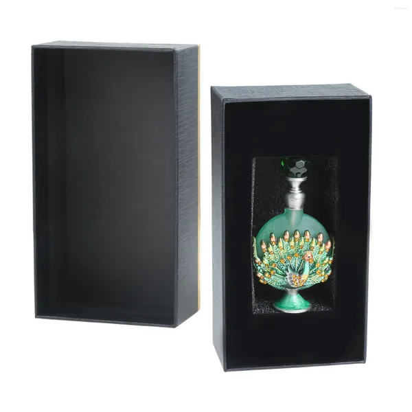 Garrafas de armazenamento 1pc 7ml pavão de pavão vazio garrafa de metal de metal Display decoração Emerald Cap Green Greante