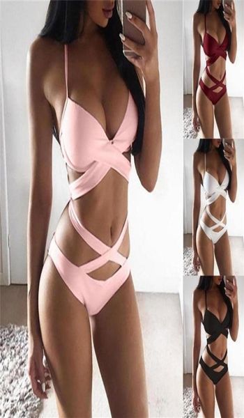 Mulheres039s Cutadão sexy Halter Bathing Suits One peça Push Up Monokini Swimsuit Bandrage Swimwear Women039S Fashion Swimming 2962820