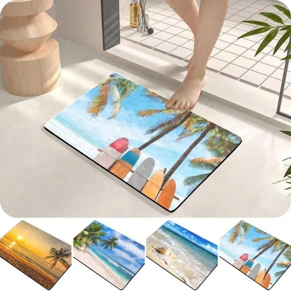 Carpets Sea Beach Sunset Entrada porta Mat bem-vindo piso Decorativo tapete lavável não deslizamento fácil de limpar o tapete resistente a rugas