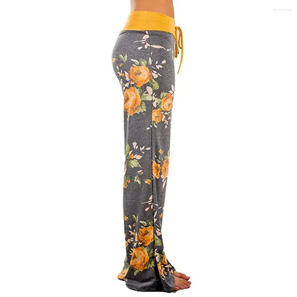 Calça feminina feminino feminino de cordão floral