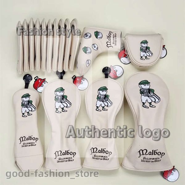 Modedesigner Andere Golfprodukte Beige und Green Fisherman Hat Golf Club #1 #3 #5 Wood Headcovers Fahrer Fairway Woods Cover PU Leder Kopfbezüge Golf Putter 248