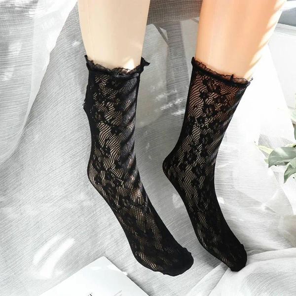 Frauen Socken süße Mädchen Blume Sommer Korean Hollow Lace jk lolita mittlere Röhrenstrümpfe