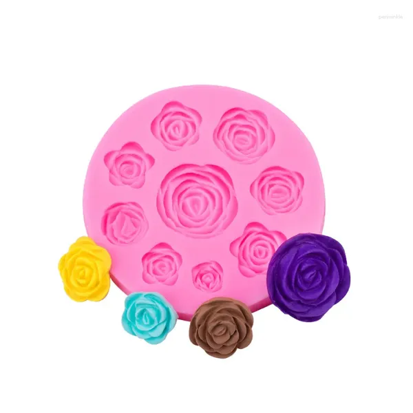 Pişirme kalıpları 9 parçalı gül çiçek silikon kalıp fondan çikolatalı kek çevreleyen sınır dekorasyon epoksi kalıp 15-100