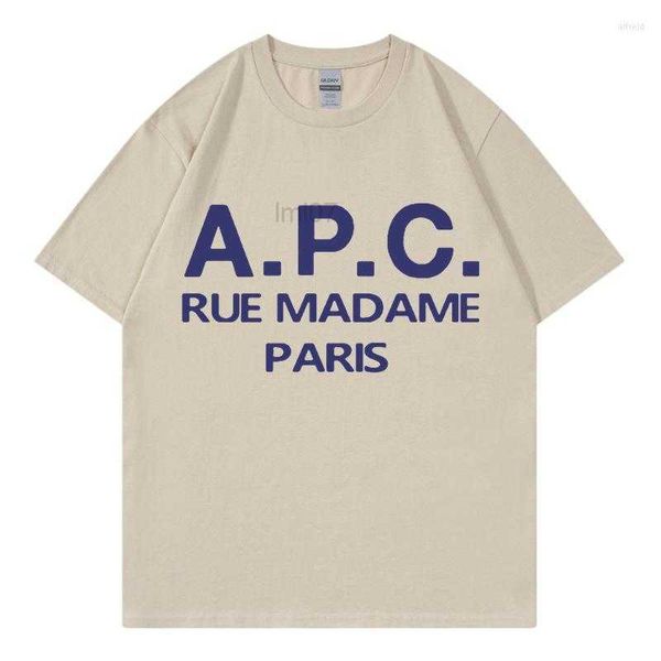 Magliette maschile maschile camicie 2023 Summer Fashion Men/Women T-shirt Oversaze APC Stampa hip hop shirt a manicotto abiti da camicia corta