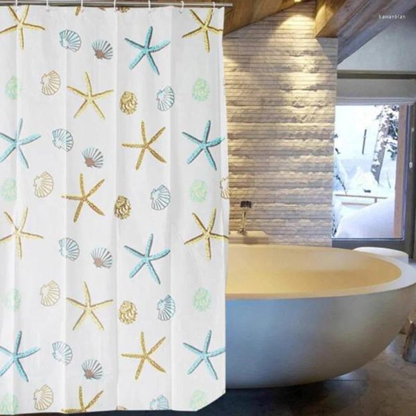 Cortinas de chuveiro Moda Peva Impermeável Curta Banho Estrela do banheiro Produto de banheiro com ganchos de cobre têxteis domésticos