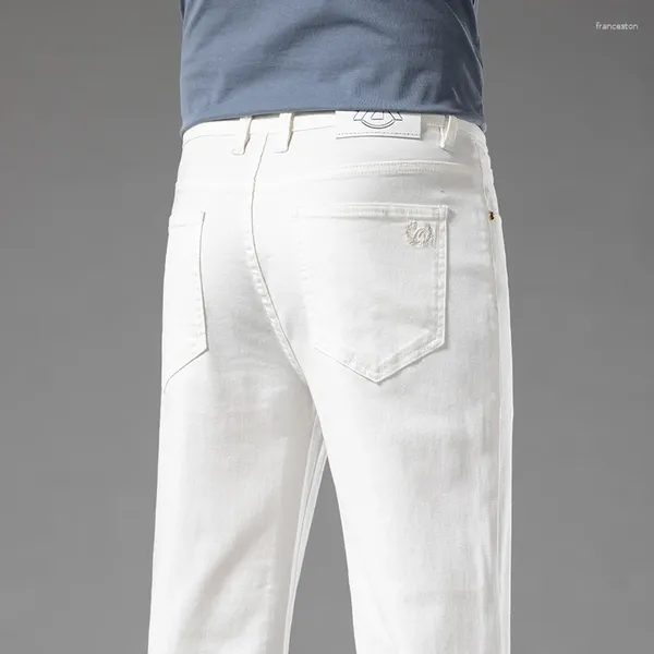 Jeans maschile primavera estate caviglia-lengl-lenght maschile cotone bianco esso nero sottile gamba dritta in denim pantaloni casual maschio maschio