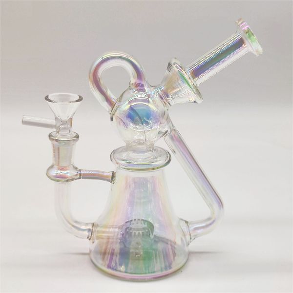 8 polegadas Slim Portarble Fab Egg Multi Color Hookah Glass Bong Bong Dabber Recycler Tubos de água Bongos de fumaça Tubos de fumaça 14mm Fêmea articular fêmea nos EUA