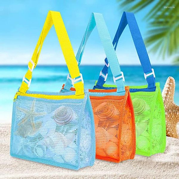 Aufbewahrungstaschen Kinder kleiner Outdoor Beach Mesh Bag Sand Away Kinder tragbarer Spielzeugkleidung Organisator faltbar protable