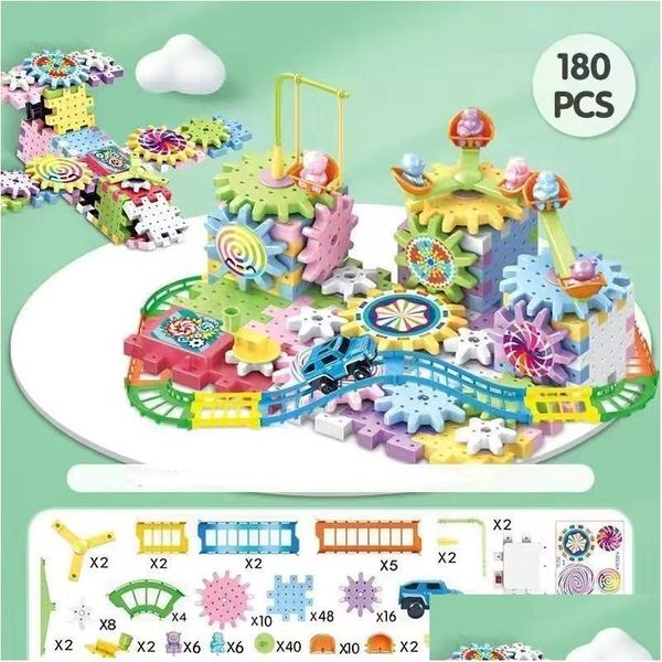 Blocchi magnetici buiri in miniatura fai -da -te build build da 83pcs mini giocattolo elettrico marcia rotante rotante per bambini creativo drop drop drop drive otshr