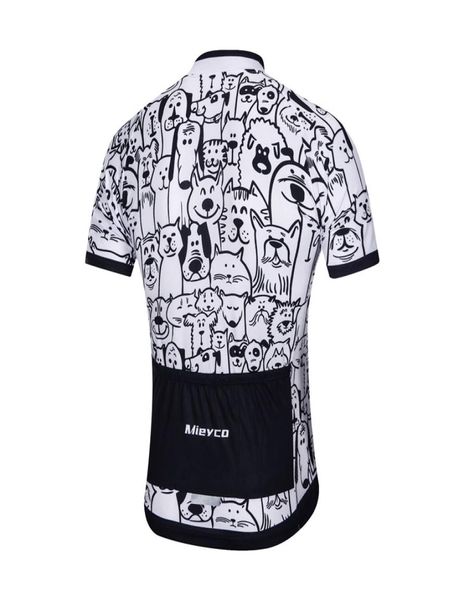 Quick Dry Men White Cartoon Cat Dog Cycling Jersey Jersey Spring Antipiling Ecofriendly Bike Clothing Road Team Team Bicycle Wear Рубашки9993604