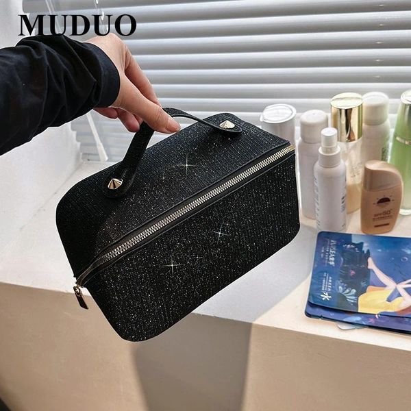 Bolsas de cosméticos Muduo Mulheres de grande capacidade Bolsa de higiene pessoal de alta qualidade Lavagem vintage Make Up Travel Organizer