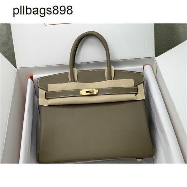 Women Brkns Handbag Genuine in pelle 7A Handswen Originale Swift Wax Filo a mano 30 portatile Elefante di lusso Elephant Grey Editionlo9k