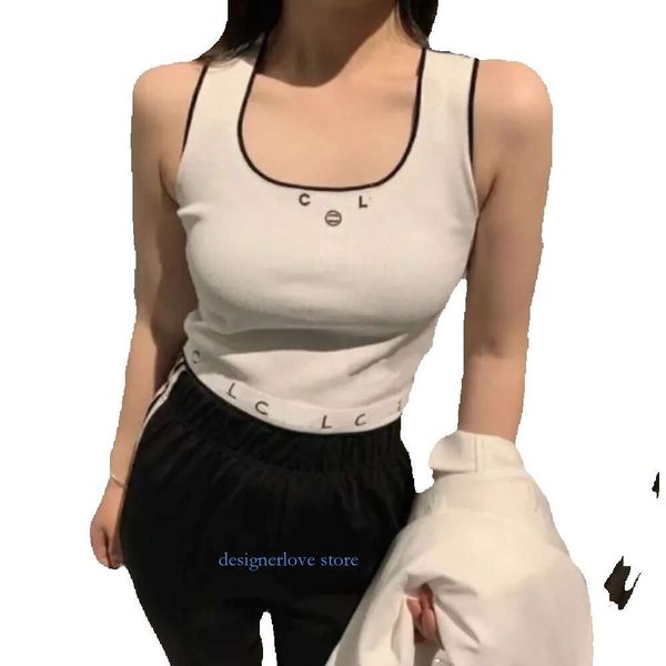 Women Tanks Camis Anagram bestickte Baumwollmischung Tanktops zwei C -Buchstaben Designer -Röcke Yoga Anzug Kanalkleid Bra Weste Damen Solid Vintage T Shirt Femme Trendy