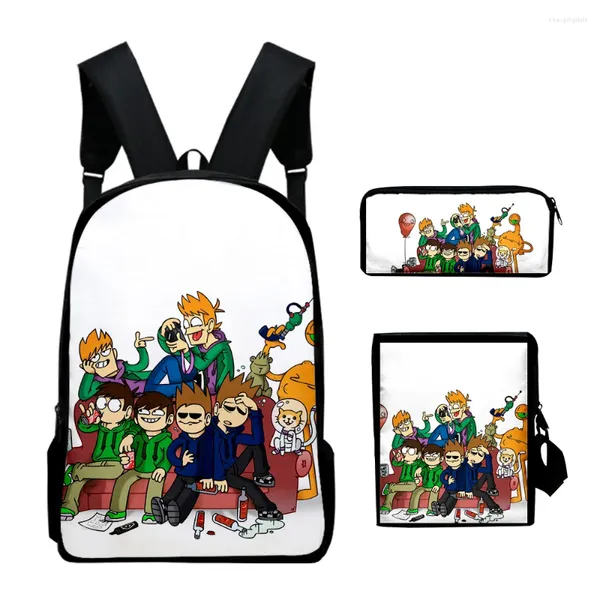 Backpack Creative Fashion Funny EddsWorld 3D Print 3pcs/Set Pupil School Bags Laptop Daypack Case a matita con spalla inclinata