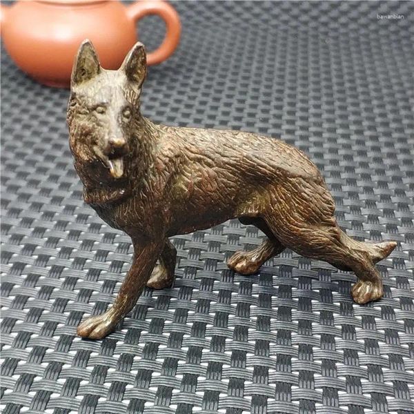 Dekorative Figuren Sammlung reines Kupfer Carving War Wolf Anhänger Tierstatue Amulett König Home Dekoration Zubehör Geschenk