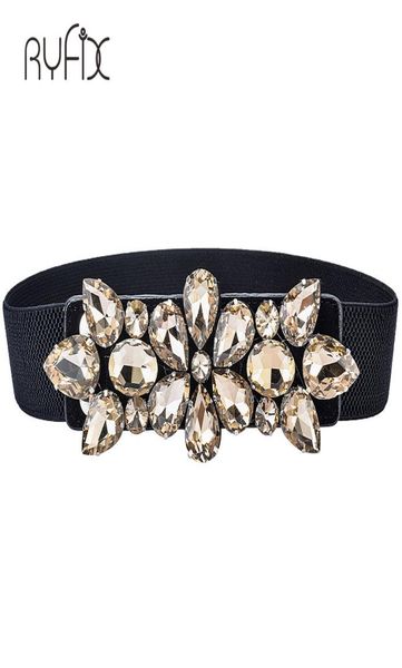 2018 Rinestone Elasone Belt Elastic Crystal Crystal Gem Black Female Welband Pellicarla giù per le cinture di abiti da donna Generazione BL2398289640