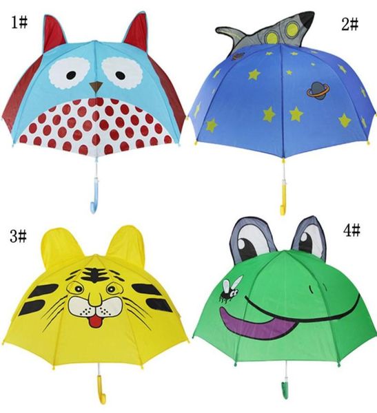 Kinder Cartoon Sunny regnerische Regenschirme Tiere Frosch Tiger Pinguin Print Polyester Regenschirm Longhandle Regenschirm Geschenke DH10803096350 hängen