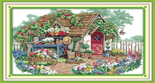 Flower Cabin Forest Beauty House Decorazioni dipinti di ricamo a punto incrociato fatti a mano set di ricamo da ricamo conti su tela dmc 14ct5595103
