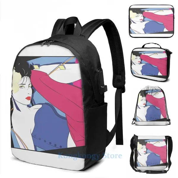 Rucksack lustiges grafisches Print Kultur Design 2 USB -Ladung Männer Schultaschen Frauen Bag Travel Laptop