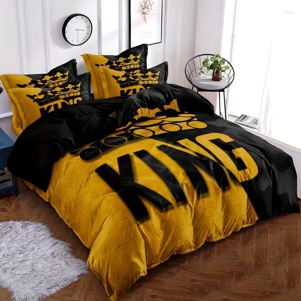 Defina a roupa de cama Tampa de edredão amarelo e preto conjunto de edredão