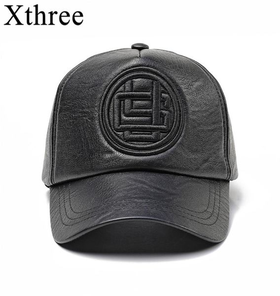 XTHree Herbst Winter Leder Baseball Cap Faux Leder Winterhut Schnappback für Männer Freizeitmütze Mode hohe Qualität 220115727040