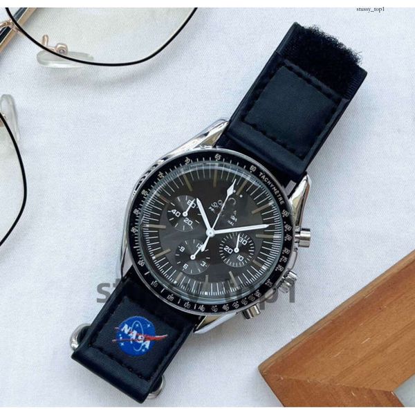 Moonwatch omg relógio missão designer para a lua relógio air king movimento de plásticos assista ao planeta de cerâmica de luxo Montre edição limitada mestre branco f24