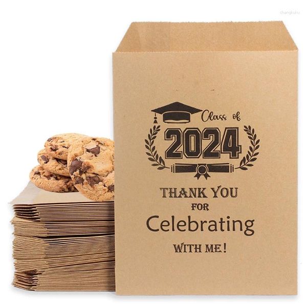 Embrulho de presente 10 pacote kraft papel sacos de pós -graduação de favor os envelopes de lanches biscoitos de pipoca de pipoca presentes de graduação 2024