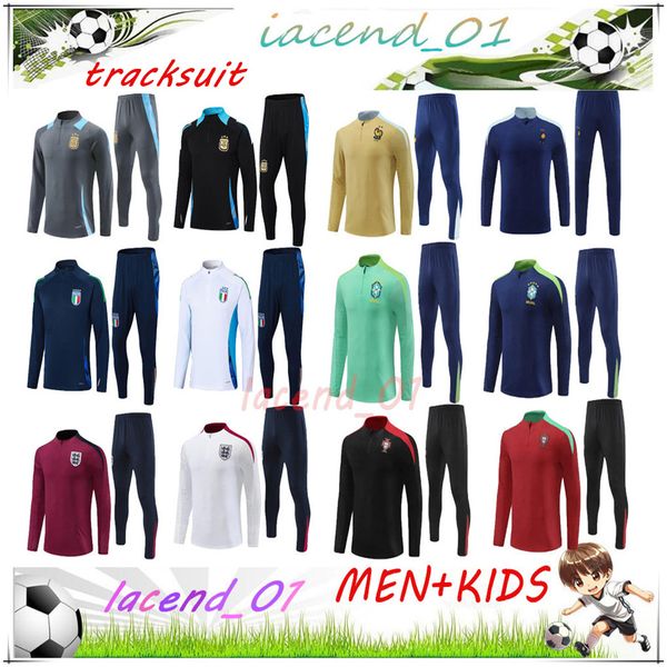 24 25 Varie squadre nazionali Brasile Football Trackuit 2024 2025 Itlaia Medile Pull Men Kids Soccer Track -Suit Kits Allenamento Studio Jogging Chandal Uniform Surviment