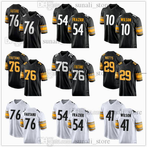 2024 Draft Pick Maglie da calcio 76 Troy Fautanu 54 Zach Frazier 10 Roman Wilson 41 Payton Wilson 66 Mason McCormick 74 Logan Lee 29 Ryan Watts Black White Stitched