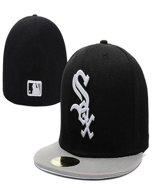 VENDENDO MEN039S WHITE SOX CHAT CHAT TOPO QUALIDADE PLATA LETRA Bordada Letra Sox logotipo Black Fãs Chapéus de beisebol Full Cl9753689