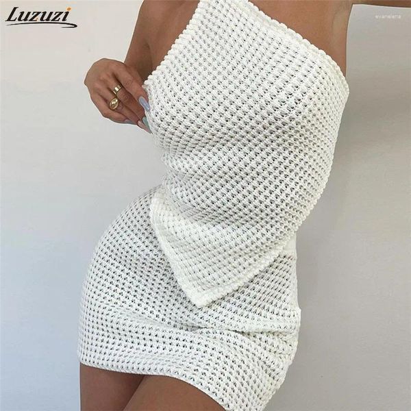 Arbeitskleider Luzuzi sexy gestrickt 2 Stück Sets Frauen Spitze Top dünne elastische Kraft Miniröge Anzüge Summer Female Club Outfits Y2K