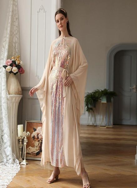 Lässige Kleider S019 Hochwertiges Pailletten Speziales Design Abaya Dubai Türkei Hijab Muslim Kaftan Islam Kleidung für Frauen Rob9897107