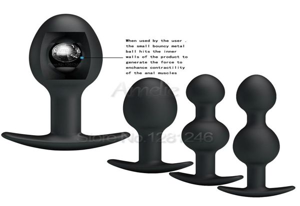 Novo Black Anal Sex Toys Silicone Anal Minchas Butt Plugs Ball Metal Ball Dentro dos músculos Produtos de sexo para homens para homens Men Casais Gays D11103790