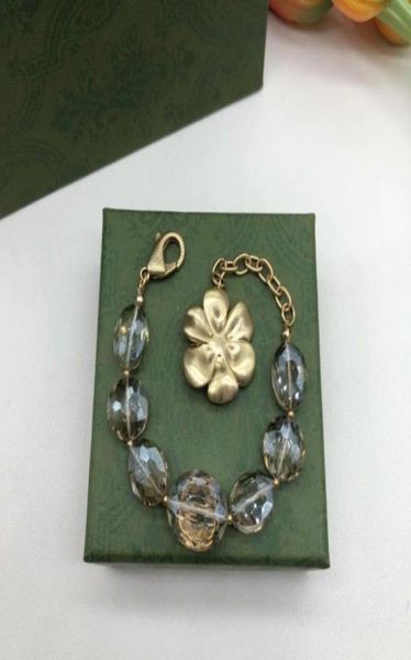 Padrões de pulseira de designer superior nomes de braceletes de flores de cristal links links titânio aço ouro 18k letra plataz