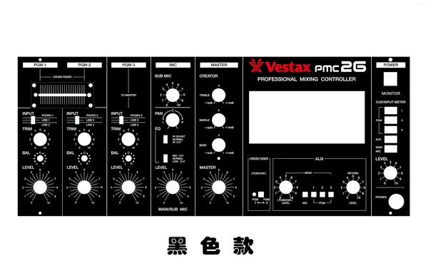 Fensteraufkleber Vestax PMC 26 Hautmischungskonsole Panel Maske Vistar PMC-26 Farbiger Patch kann exklusiv angepasst werden