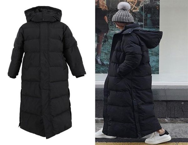 Women039s Down Parkas Down Parka Super Long Jacket Female Knie Winterjacke Frau mit dickem schwarzem Mantel im Winter 2209029700765