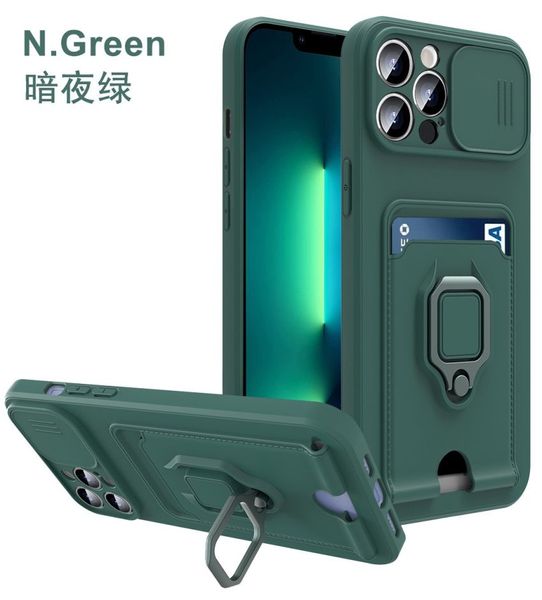 Кошелек для iPhone Case Hangable Phone Case Slots Slots Slide Camera TPU для iPhone 15 11 12 13 14 Pro Max XS X XR 8 7 Plus Armor Snap Cover Cover