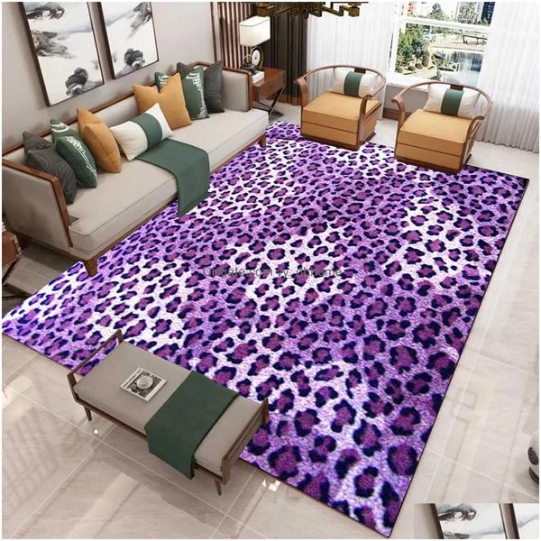 Teppiche Leopard Teppich Wohnzimmer Wohnzimmer Dekor Sofa Tisch Teppich Europäischer Anti-Rutsch-Stuhl Kissen Lounge Küche Schlafzimmer Bodenmatte Drop Dhoaq
