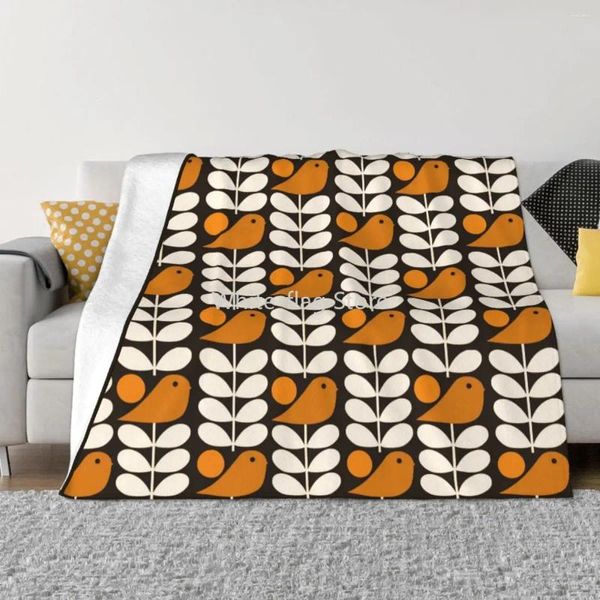 Cobertores Birds Multistem Blange Blange Orange Blanket Soft Flanela Fleece Orla Kiely Scandi Live for Home Beds colaboradores