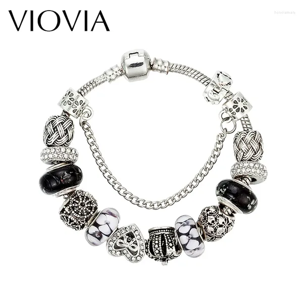 Bracelets de charme Viovia Jóias de moda Bulbões artesanais Miços de cristal Europeias Pulseras Mujer para Mulheres B16117