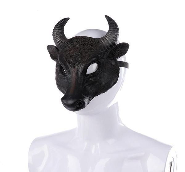 Maschere da festa cosplay adulto cosplay pu nere mezzo faccia maschera horror testa superiore animali di halloween masque accessori2700261