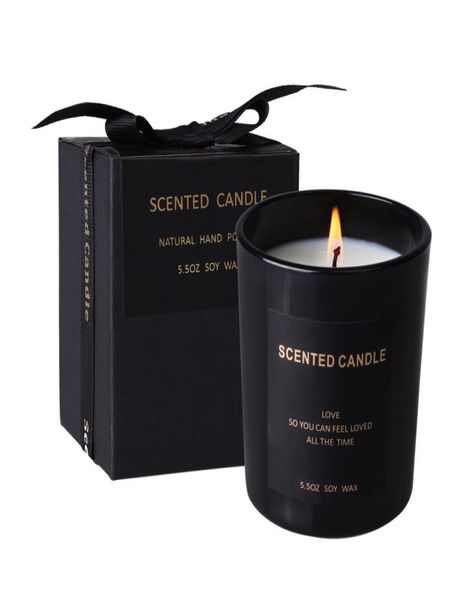 Velas perfumadas pilar de jarro de vidro preto com duração de 30 horas de soja para casa presentes do escritório do escritório de viagens românticas santal9572112