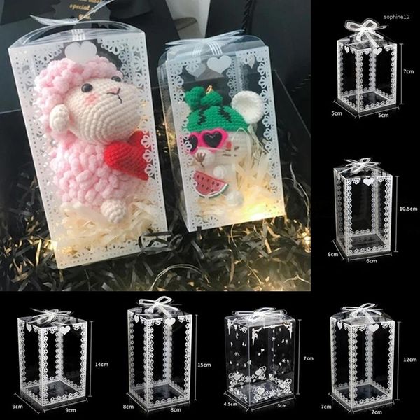 Geschenkverpackung 10pcs PVC Clear Box Geburtstag Hochzeit Valentinstag Valentinstag Favor Boxen transparente gegenwärtige Süßigkeiten Blumenverpackung