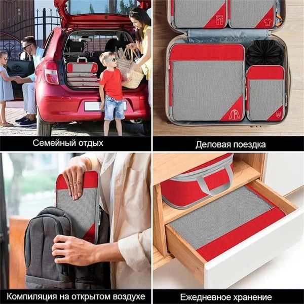 Sacchetti di stoccaggio set da viaggio mesh set di borsa portatile comprimibile rosso sei pezzi