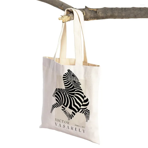 Сумки для покупок Victor voserally Zebra Geometry Woman, складывающая Canvas Nordic Totage Tote Mudbag Supmarket Shopper Сумка