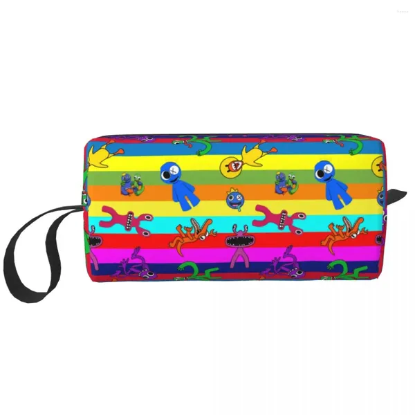 Bolsas de armazenamento Cartoon Anime Rainbows Friends Makeup Bag Women Travel Cosmetic Organizer Fashion Game higiênico