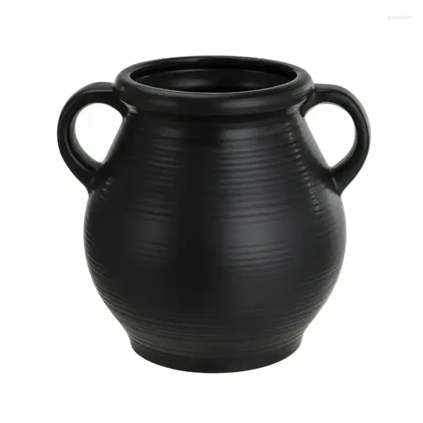 Вазы черная керамическая табличная ваза с ребристым отделкой терракотта