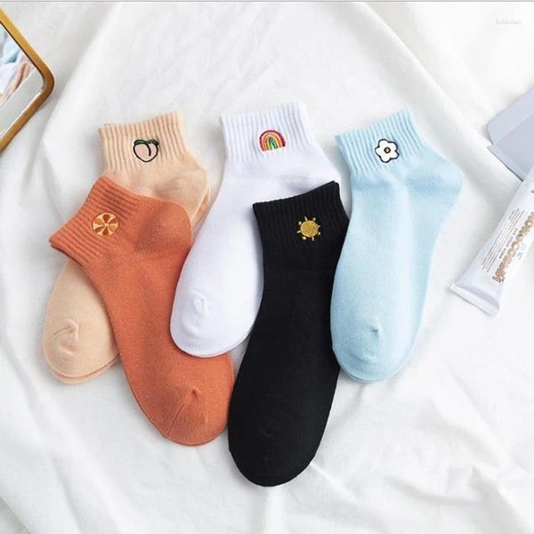 Frauen Socken Frühling und Sommer bestickt nie